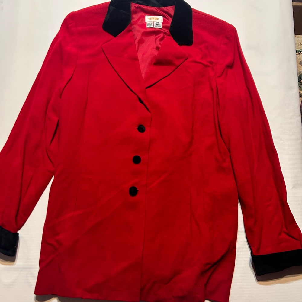 Talbots Red Blazer with Black Details